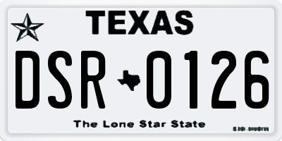 TX license plate DSR0126