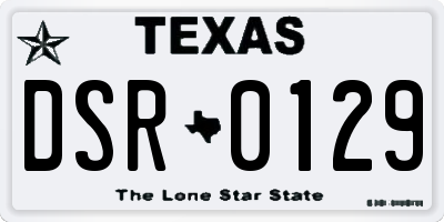 TX license plate DSR0129