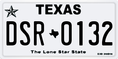 TX license plate DSR0132