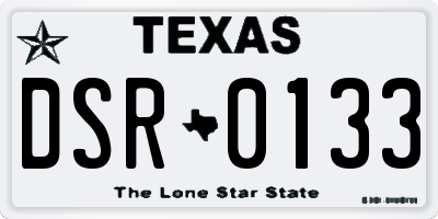 TX license plate DSR0133