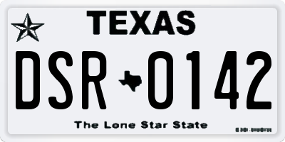 TX license plate DSR0142