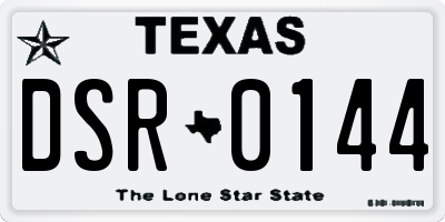 TX license plate DSR0144