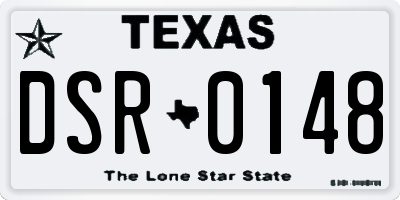 TX license plate DSR0148