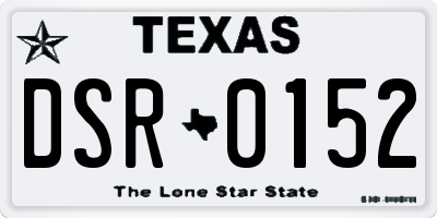 TX license plate DSR0152