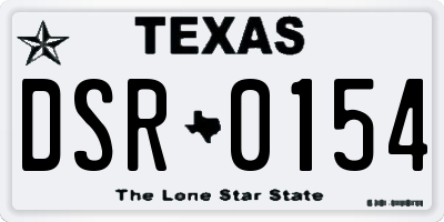 TX license plate DSR0154