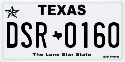 TX license plate DSR0160