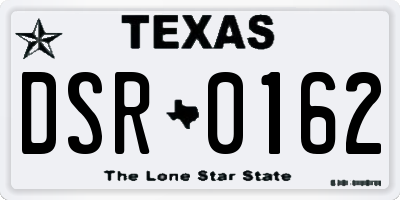 TX license plate DSR0162