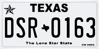 TX license plate DSR0163