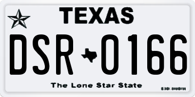TX license plate DSR0166