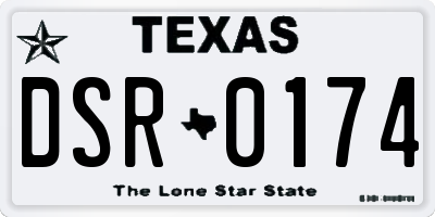 TX license plate DSR0174