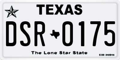 TX license plate DSR0175