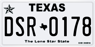 TX license plate DSR0178