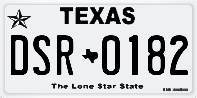 TX license plate DSR0182