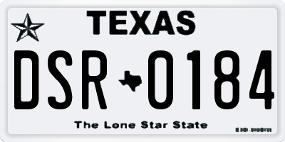 TX license plate DSR0184
