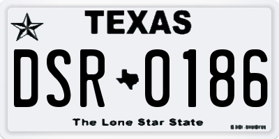 TX license plate DSR0186
