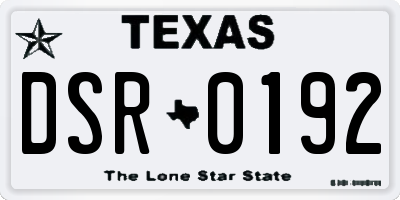 TX license plate DSR0192