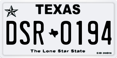 TX license plate DSR0194