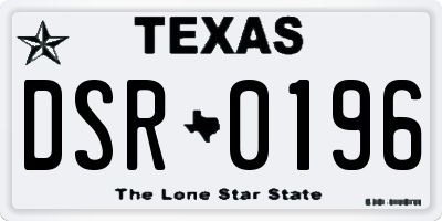 TX license plate DSR0196