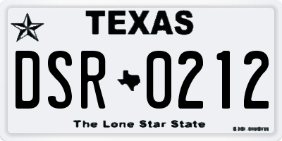 TX license plate DSR0212