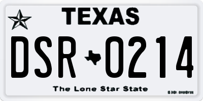 TX license plate DSR0214