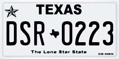 TX license plate DSR0223