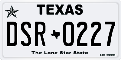 TX license plate DSR0227