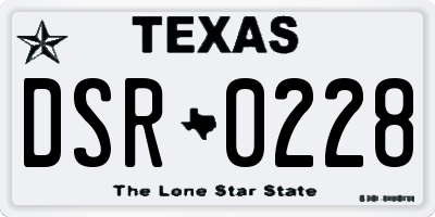 TX license plate DSR0228