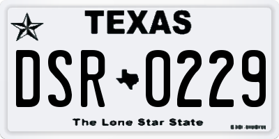 TX license plate DSR0229