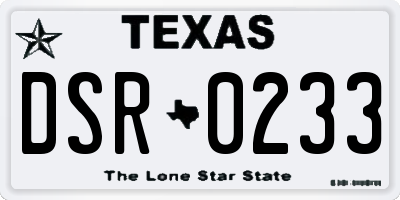 TX license plate DSR0233