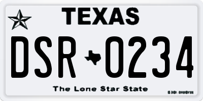 TX license plate DSR0234