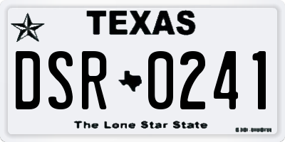 TX license plate DSR0241