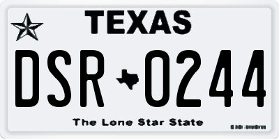 TX license plate DSR0244