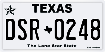 TX license plate DSR0248