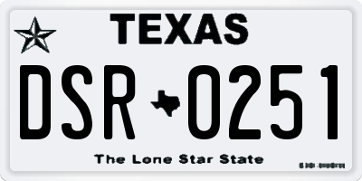 TX license plate DSR0251