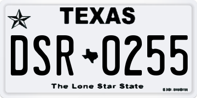 TX license plate DSR0255