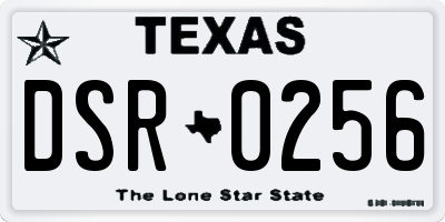 TX license plate DSR0256