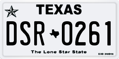 TX license plate DSR0261