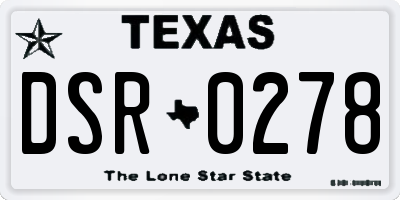TX license plate DSR0278