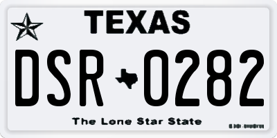 TX license plate DSR0282