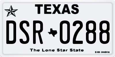 TX license plate DSR0288