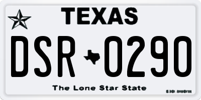 TX license plate DSR0290