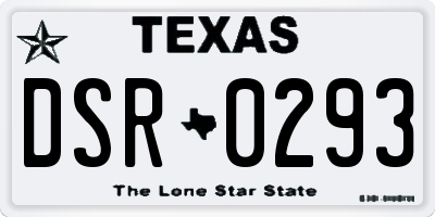 TX license plate DSR0293