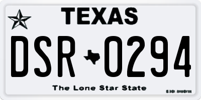 TX license plate DSR0294