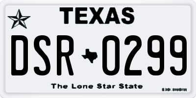 TX license plate DSR0299
