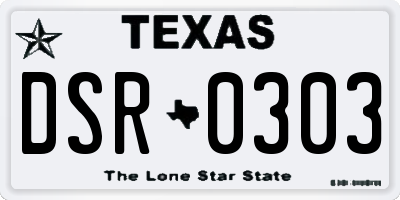 TX license plate DSR0303