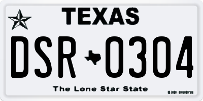 TX license plate DSR0304