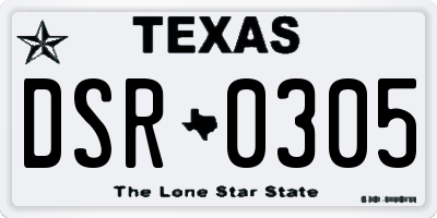 TX license plate DSR0305