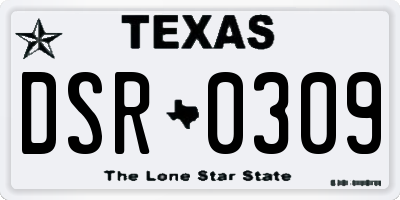 TX license plate DSR0309