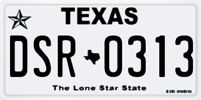 TX license plate DSR0313