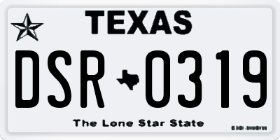 TX license plate DSR0319